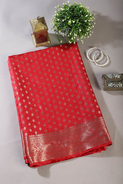 Red Cotton Silk Zari Woven Saree