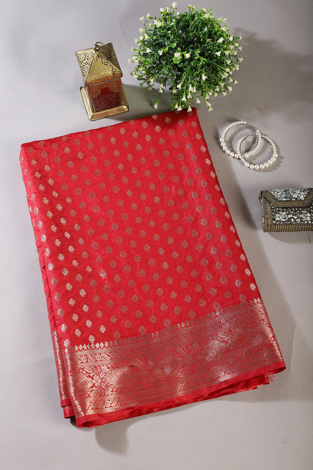 Red Cotton Silk Zari Woven Saree