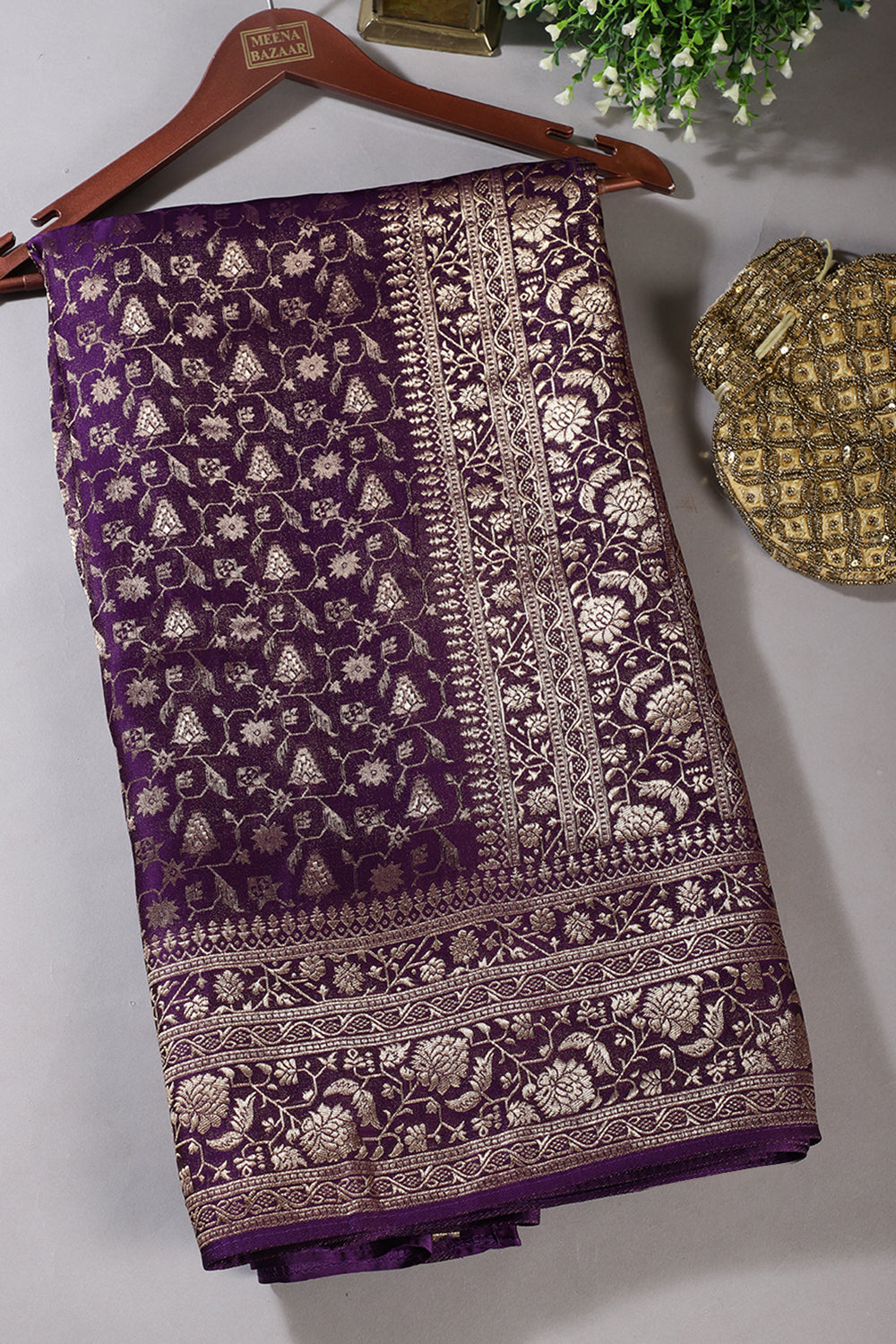 Purple Woven South Silk Saree