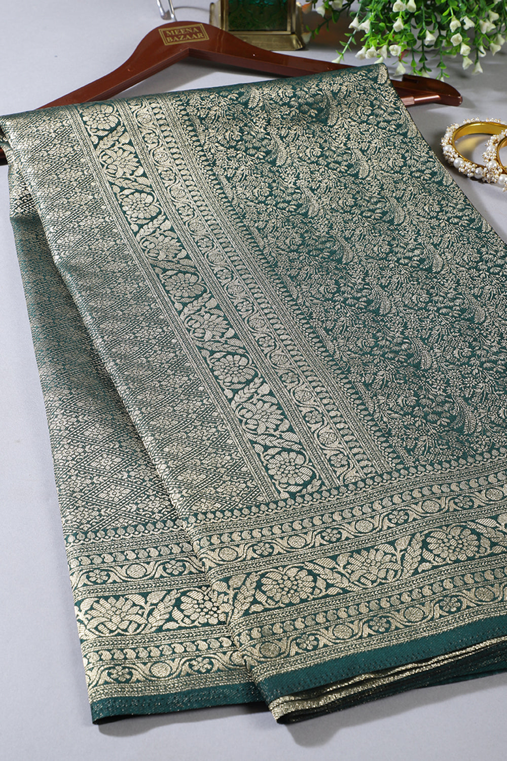 Green South Silk Floral Zaal Woven Saree