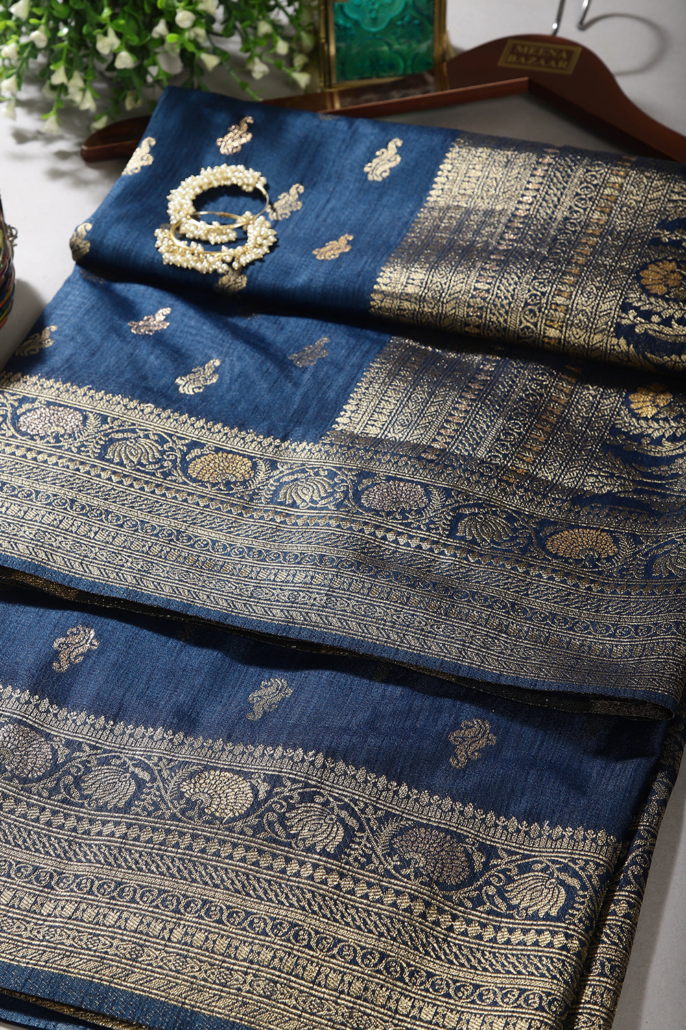 Royal Blue Color Mulberry Silk Woven Saree
