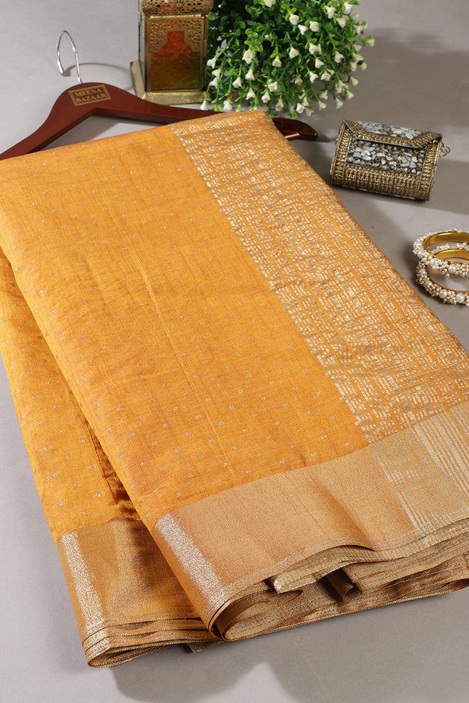 Mustard Zari Woven Silk Saree