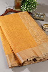 Mustard Zari Woven Silk Saree