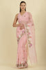 Pink Kota Cotton Floral Resham Embroidered And Zari Woven Saree