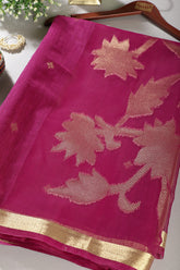 Purple Tussar Silk Floral Zari Woven Saree