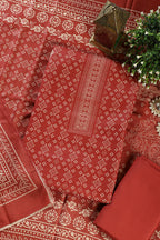 Maroon Printed Pashmina Unstitched Suit Fabric