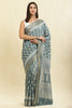 Firozi Color Cotton Silk Boota Printed And Zari Woven Saree