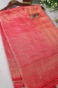 Fuchsia Pink Color Soft Silk Leheria Zari Woven Saree