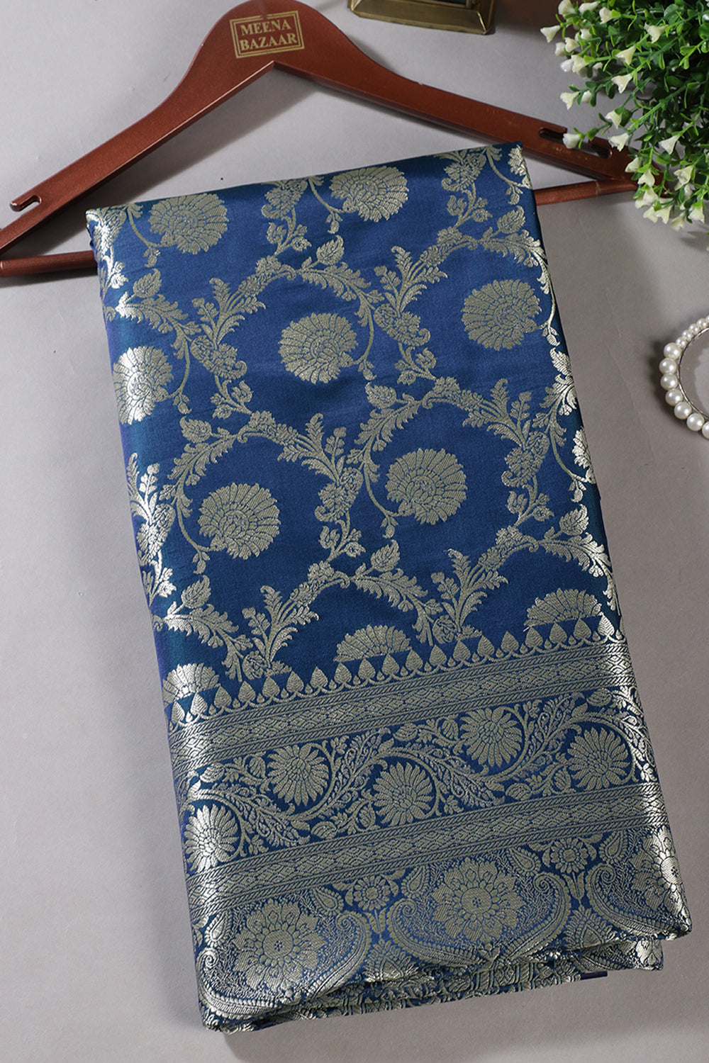 Blue Zari Woven Banarasi Silk Saree