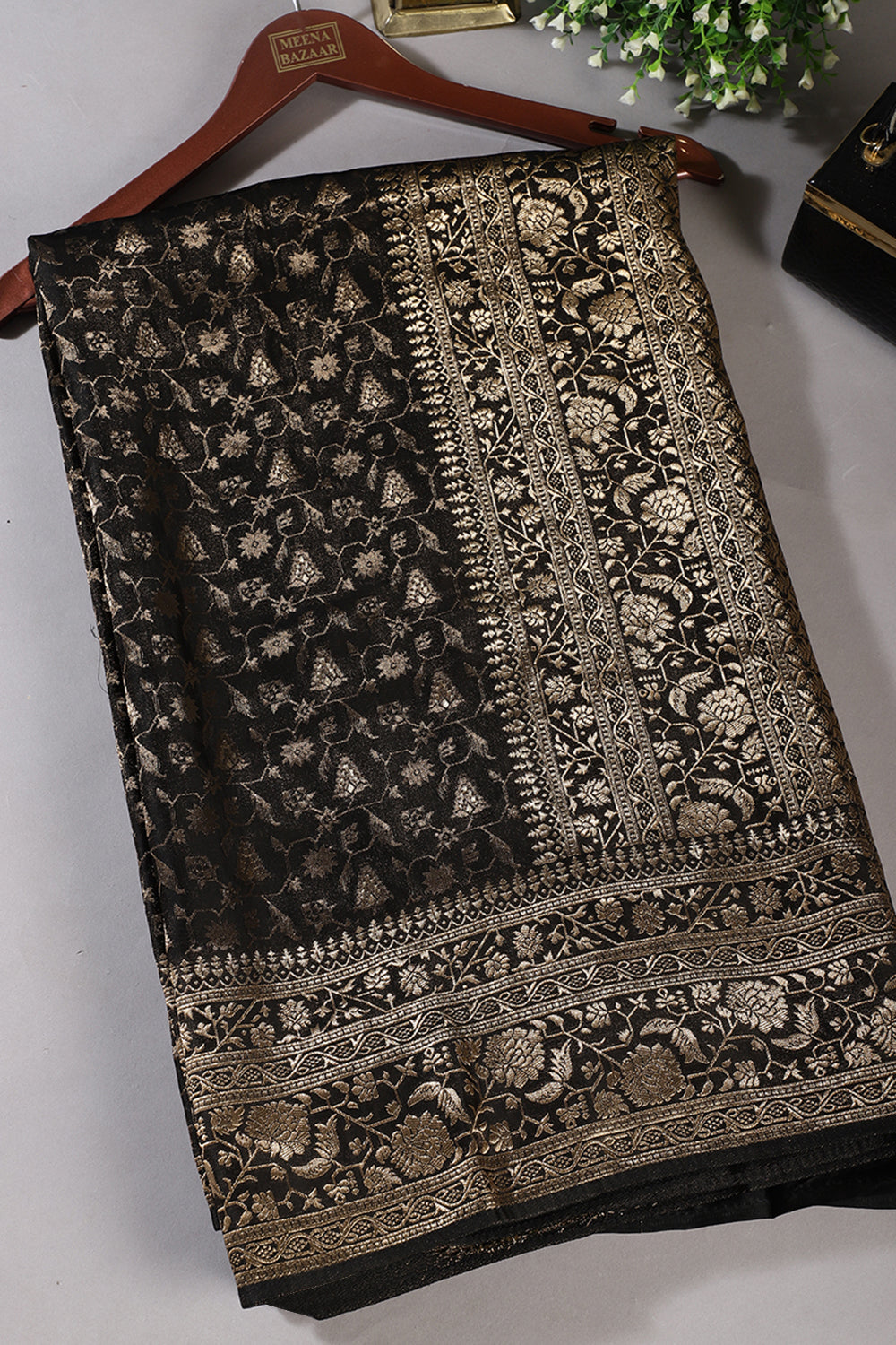 Black Woven South Silk Saree