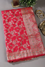Rani Colour Banarasi Silk Woven Saree
