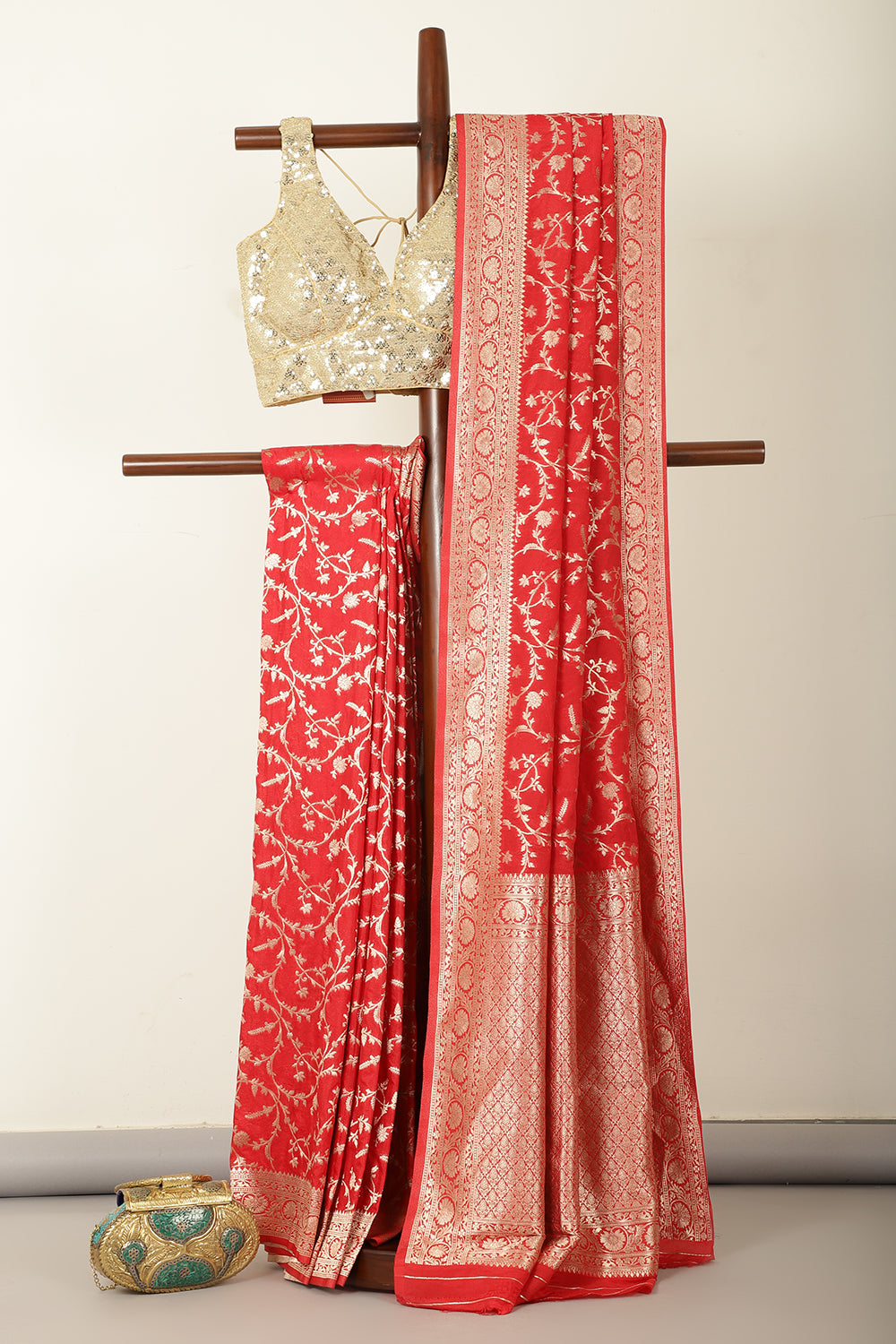 Red Banarasi Silk Zari Woven Saree