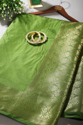 Leaf Green Colour Silk Woven Saree
