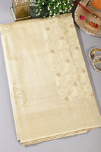 Cream Floral Zaal Woven Silk Banarasi Saree