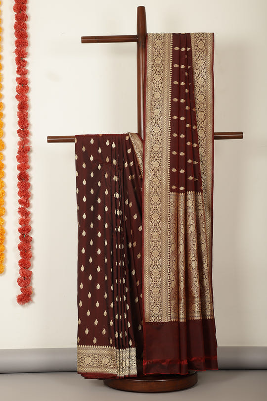 Maroon Banarasi Woven SIlk Saree