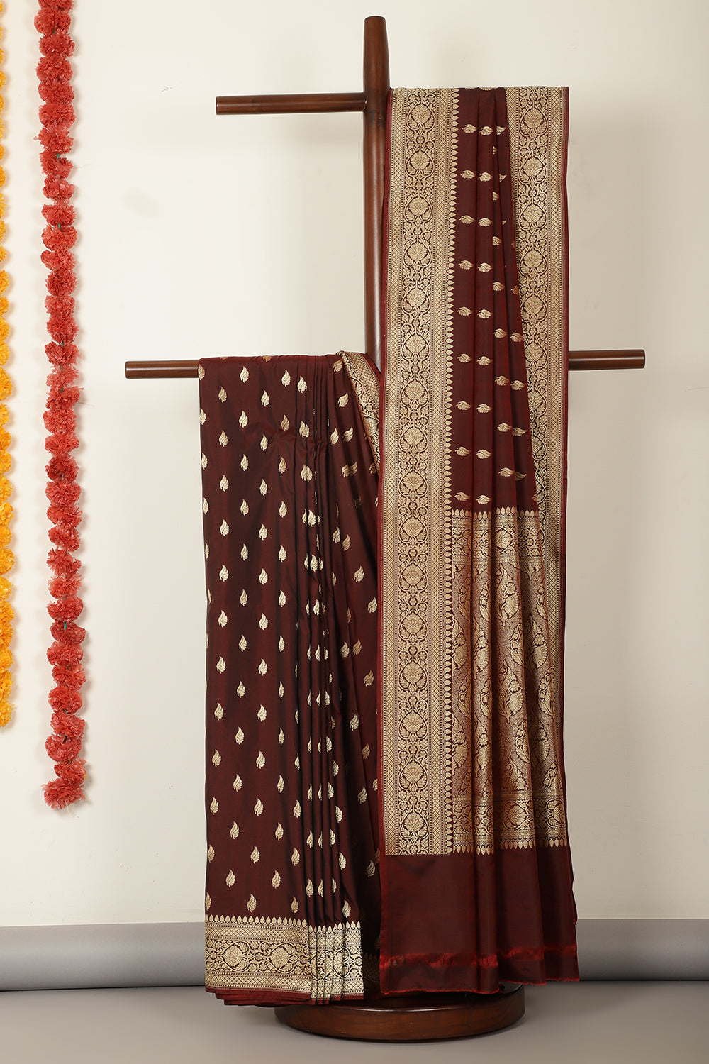 Maroon Banarasi Woven SIlk Saree