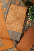 Mustard Spun Bandhani Printed Unstitched Suit Fabric
