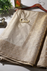 Beige Colour Silk Woven Saree
