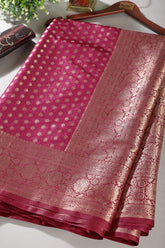 Wine Zari Banarasi Woven Silk Saree
