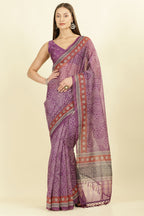 Purple Bandhani Printed Cotton Saree