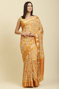Mustard & Beige Cotton Silk Floral Boota Printed Saree