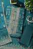 Teal Digital Printed & Neck Embroidered Cotton Unstitched Suit