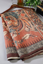 Rust Tussar Silk Digital-Inspired Printed Saree