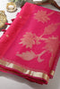 Cardinal Red Tussar Silk Floral Zari Woven Saree