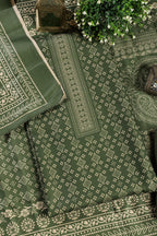 Green Printed Pashmina Unstitched Suit Fabric