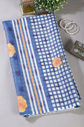Blue Cotton Printed Saree