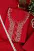 Cardinal Red Cotton Resham Embroidered Unstitched Suit