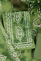 Green Shibori Printed Unstitched Suit Fabric