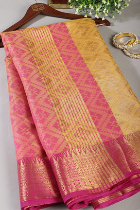 Magenta & Mustard Dual Tone Silk Woven Saree