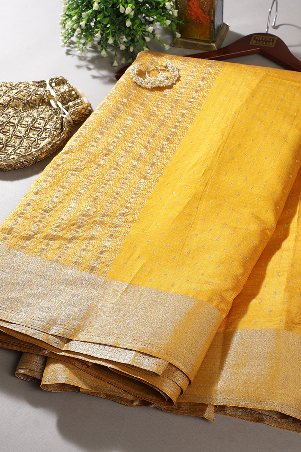 Yellow Zari Woven Silk Saree
