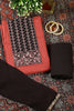 Rust & Black Color Twill Cotton Printed Unstitched Suit Material