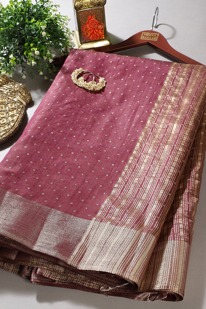 Dark Scarlet Zari Woven Silk Saree