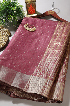 Dark Scarlet Zari Woven Silk Saree