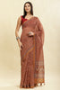 Brown Floral Printed Cotton Silk Saree