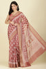 Light Maroon Cotton Silk Boota Printed And Zari Woven Saree