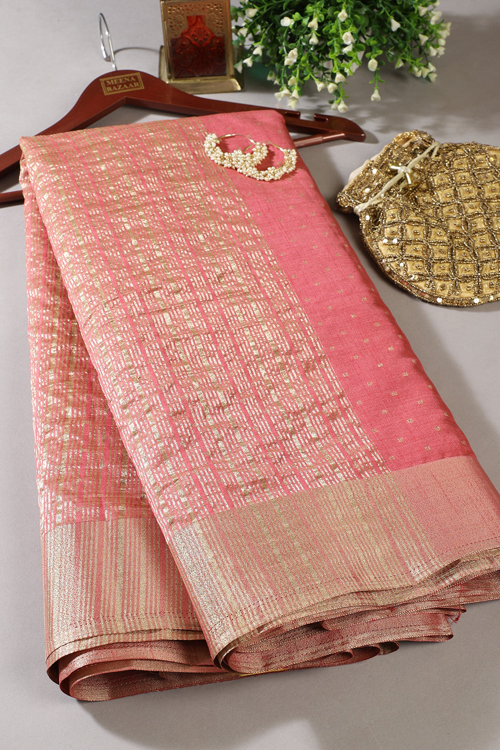 Dark Pink Zari Woven Silk Saree