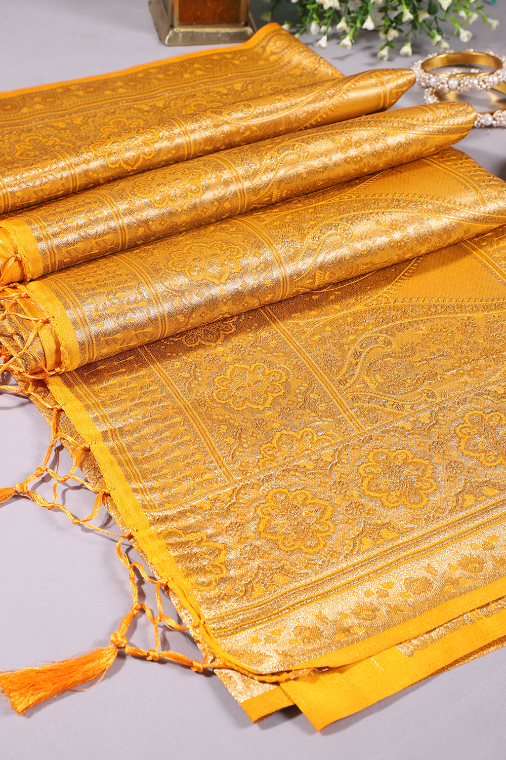 Yellow Colour Silk Zari Woven Saree