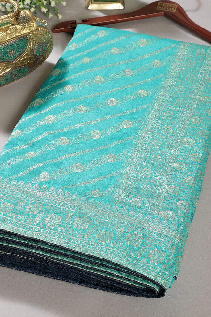 Firozi Color Banarasi Woven Tussar Silk Saree