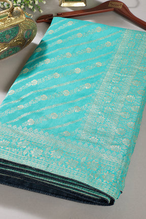 Firozi Color Banarasi Woven Tussar Silk Saree