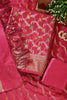 Fuchisa Coral Chanderi Silk Resham And Zari Woven Unstitched Suit Material