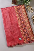 Maroon Printed Tussar Silk Saree