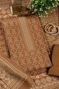 Mustard Printed Pashmina Unstitched Suit Fabric
