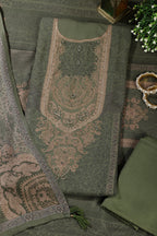 Green Floral Jaal Printed Spun Unstitched Suit Material