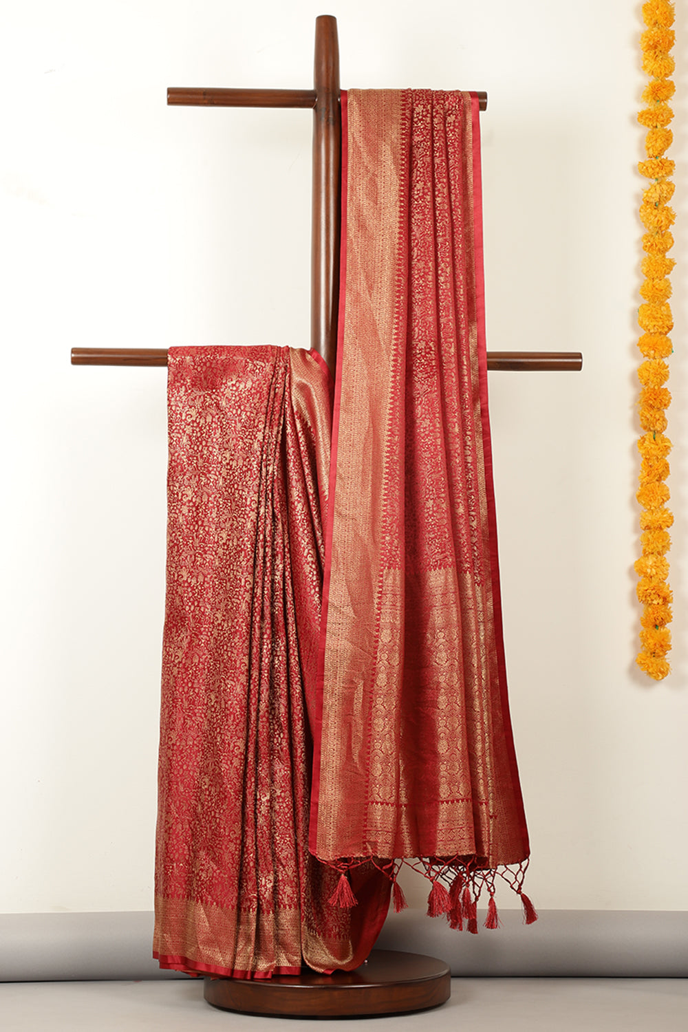 Maroon Zari Woven Soft Silk Saree