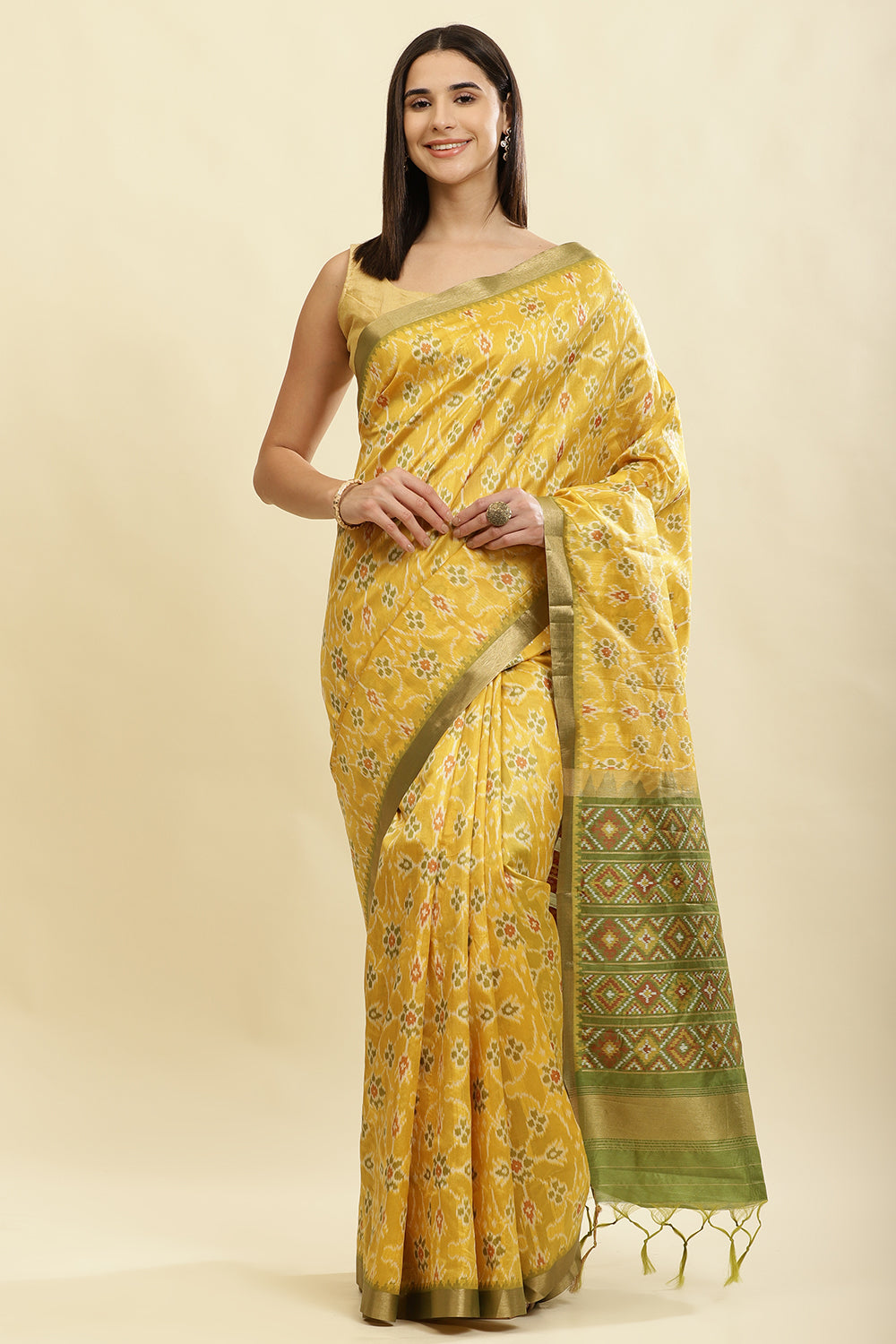 Mustard Cotton Silk Resham Woven Saree