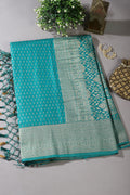 Teal Colour Silk Zari Woven Saree